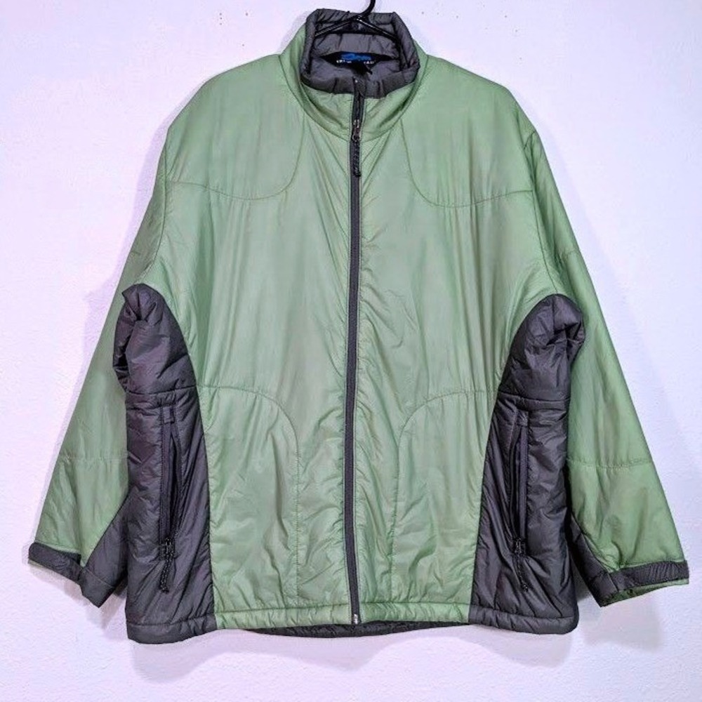 Womens XL Insulated Puffer Jacket Tri-Mountain  Sage Green Grey Full Zip